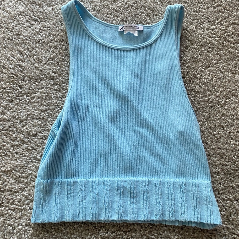 Zara Light Blue Ribbed Tank Top